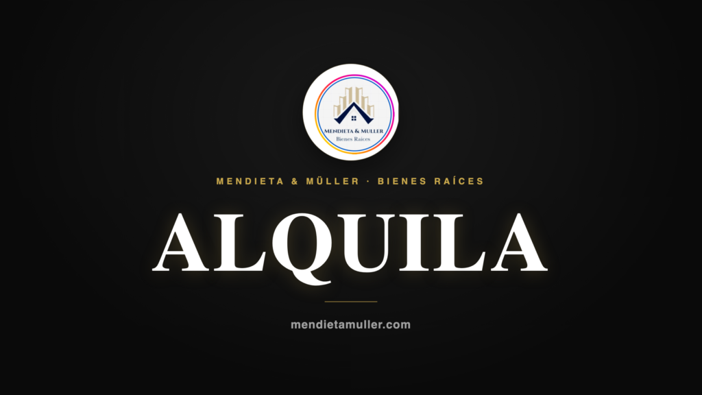 Logo de Mendieta Müller Inmobiliaria con el texto Alquila